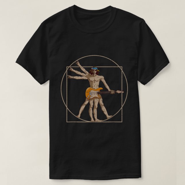 T-shirt Vitruvien Jouer Guitare Da Vinci Guitariste Mu (Design devant)