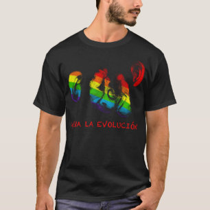 T-shirt viva la evolucion ! chimpanzés arc-en-ciel