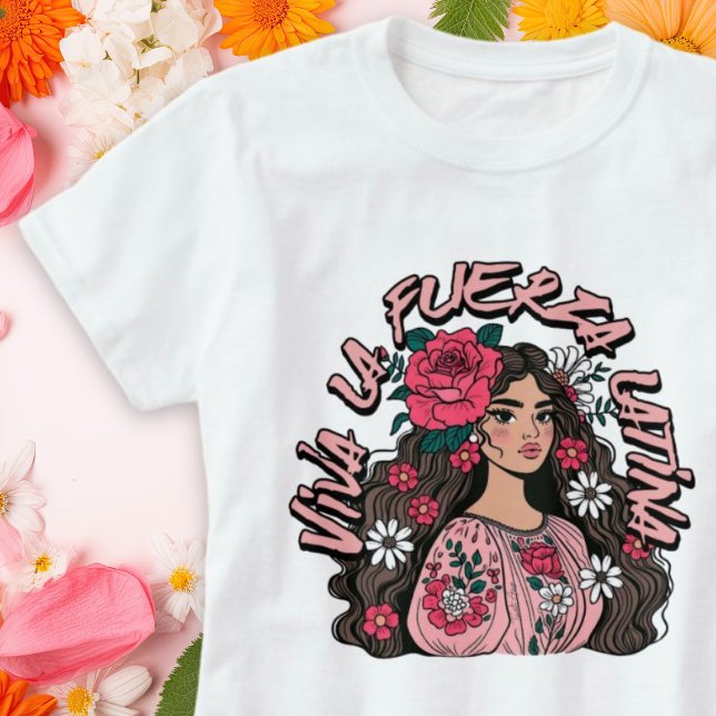 T-shirt Viva la fuerza latina Boho Floral Femme (Viva la fuerza latina Boho Floral Woman T-Shirt.)