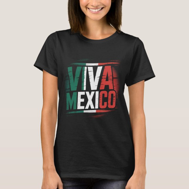 T-shirt Viva Mexico Chemise avec Distressed Mexicain Col (Devant)
