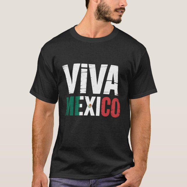 T-shirt Viva Mexico Chemise avec Distressed Mexicain Col (Devant)