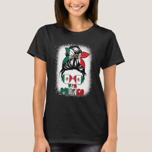 T-shirt Viva Mexico Chignon Désordonné Drapeau Mexicain Fi