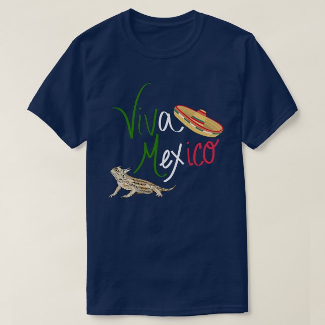 T-shirt Viva Mexico Lézard à cornes mexicain (Design devant)