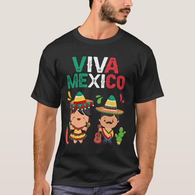 T-shirt Viva Mexico Maracas Guitare Indépendance mexicaine (Devant)