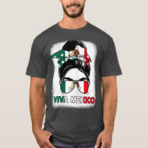 T-shirt Viva Mexico Messy Bun Avec Bandana Et Lunettes Mex