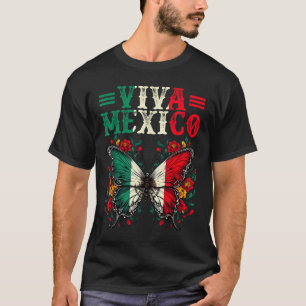 T-shirt Viva Mexique Indépendance pavillon papillon Mexiqu