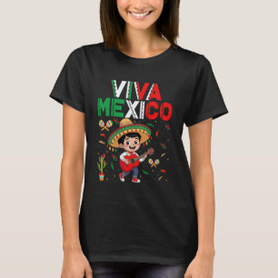 T-shirt Viva Mexique Poncho Mexicain Garçon Fête de l'Indé