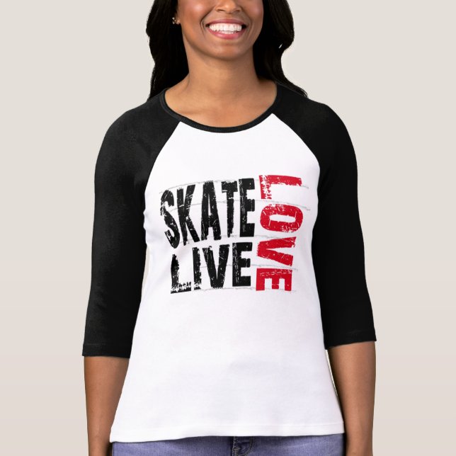 T-shirt vivant d'amour du patin des femmes (Devant)