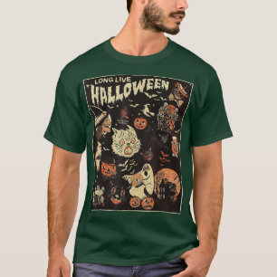 T-shirt Vive Halloween vintage chat noir citrouille sorcie