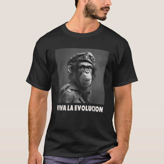 T-shirt Vive La Évolution Singe Intello Révolutionnaire (Devant)