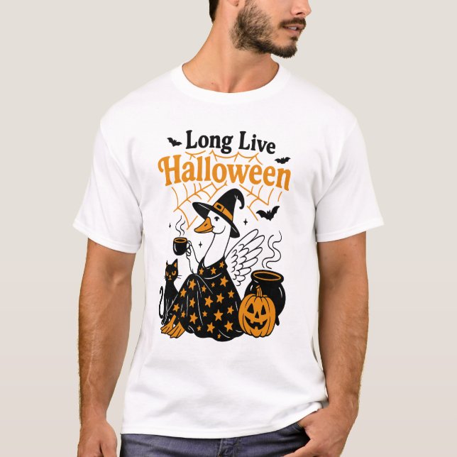 T-shirt Vive la sorcière de l'oie d'Halloween (Devant)