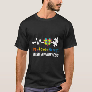T-shirt Vivez Amour Acceptez la sensibilisation à l'autism