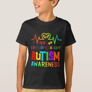 T-shirt Vivez Amour Acceptez la sensibilisation à l'autism