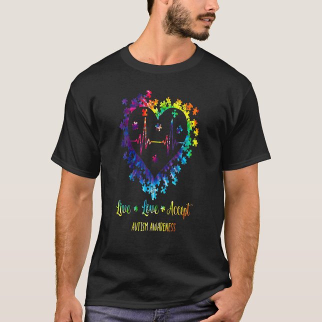 T-shirt Vivez Amour Acceptez Sensibilisation à l'Autisme C (Devant)