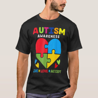 T-shirt Vivez Amour Acceptez Sensibilisation à l'autisme P