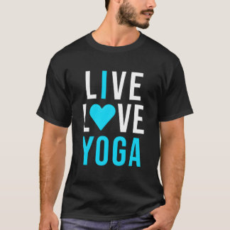 T-shirt Vivez Amour Yoga J'aime Yoga Bleu Namasté
