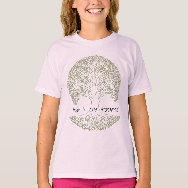 T-shirt Vivez dans l'arbre du moment (Devant)