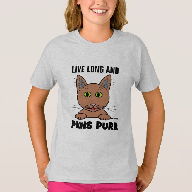 T-shirt Vivez Longtemps et les PATTE RONRONNENT T Shirt de (Devant)