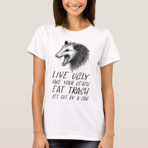 T-shirt Vivez Vilain Fake Votre Mort Manger Trash Drôle Op