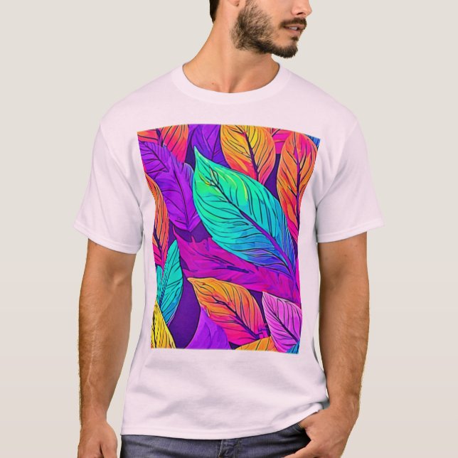 T-shirt Vivid Motif feuille (Devant)
