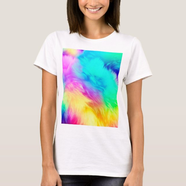 T-shirt Vivid Rainbow Fluffy Fur Texture-75201 (Devant)