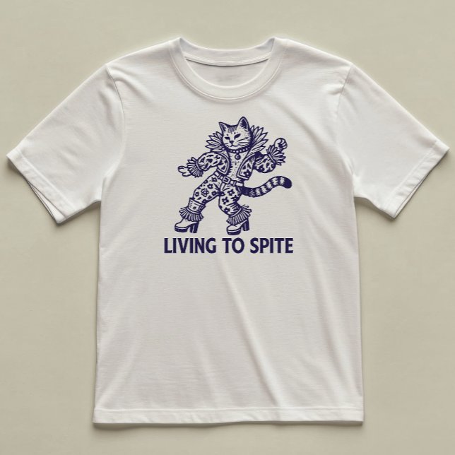 T-shirt Vivre À Spite Drôle Chat Illustré (Créateur téléchargé)
