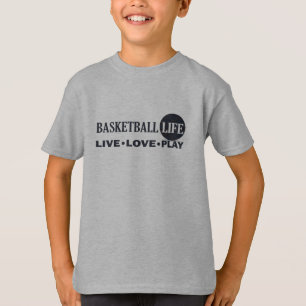 T-shirt vivre amour jouer basket vie bleu texte