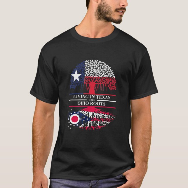 T-shirt Vivre Au Texas Avec Ohio Roots Ancestry State (Devant)