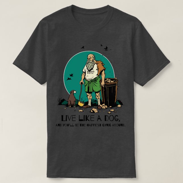 T-shirt vivre comme un chien Diogenes est la philosophie c (Design devant)