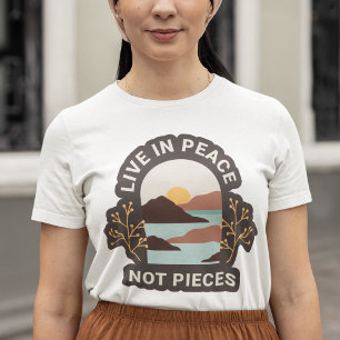 T-shirt Vivre En Paix Pas Pièces Retro Positivité Citation