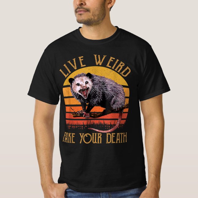 T-shirt Vivre Fake Votre Mort Opossum Chats moches Retro (Devant)