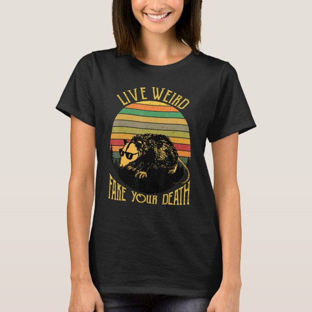 T-shirt Vivre Fake Votre Mort Opossum Chats moches Retro (Devant)