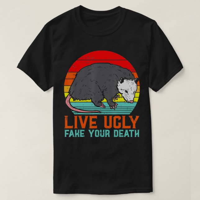T-shirt Vivre Fausse Fausse Votre Mort Opossum Retro Possu (Design devant)