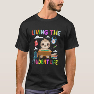 T-shirt Vivre la vie d'étudiant drôle de paresseux retour