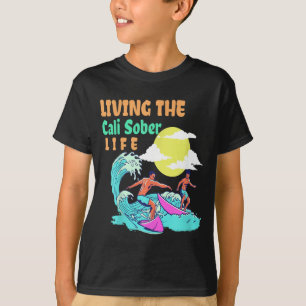 T-shirt Vivre la vie sobre californienne en surfant sur la