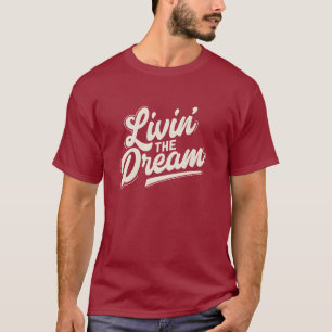 T-shirt Vivre le rêve crème blanc design de script rétro