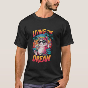 T-shirt Vivre le rêve drôle de vacances pour chat