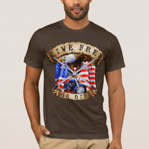 T-shirt Vivre libre ou mourir, patriote de moto, aigle,