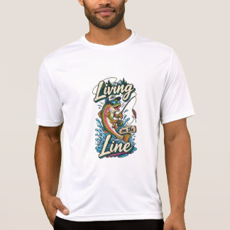 T-shirt Vivre sur la ligne drôle de pêche à la truite