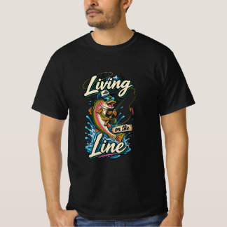 T-shirt Vivre sur la ligne drôle pêche à la truite
