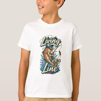 T-shirt Vivre sur la ligne drôle pêche à la truite