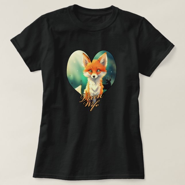 T-shirt Vixen Femme mignonne renard avec silhouette de cer (Design devant)