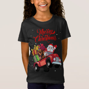 T-Shirt Vizsla avec le Père Noël dans le Chien de Camion R