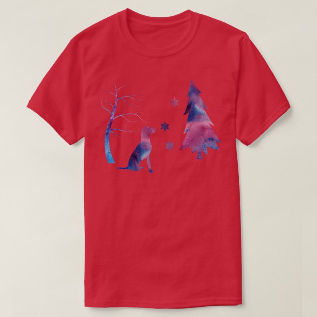 T-shirt Vizsla Chien Art d'hiver avec des flocons de neige (Design devant)