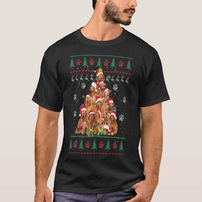 T-shirt Vizsla Christmas Dog Lover Venin Ugly Sweater Xmas (Devant)