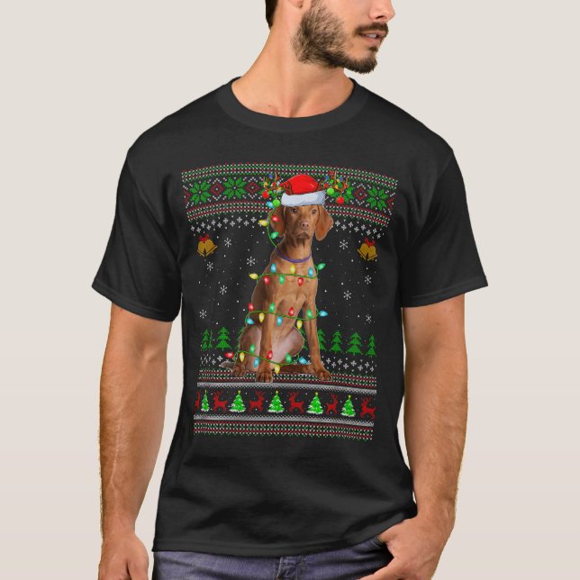 T-shirt Vizsla Dog Ugly Christmas Sweaters Holiday Santa X (Devant)