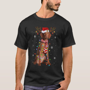 T-shirt Vizsla lumières de Noël Santa Hat Chien Propriétai