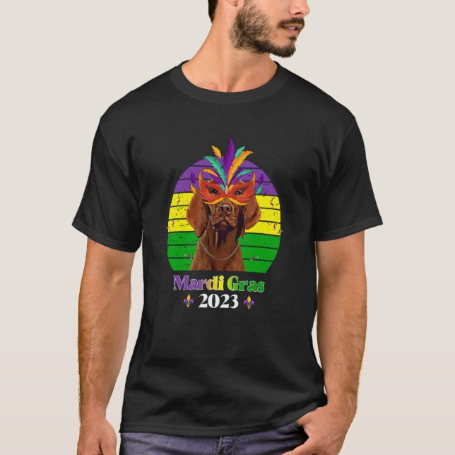 T-shirt Vizsla Party Dog Mardi Gras 2023 (Devant)