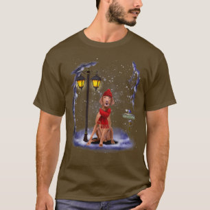 T-shirt Vizsla Santa Snow Christmas Light Winter Pajama 