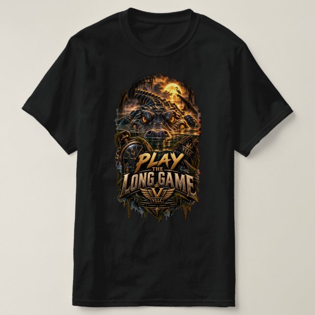 T-shirt VLLC Play The Long Game Motivation Crocodile Graph (Design devant)